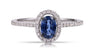 ESTATE .75CT DIAMOND & AAA SAPPHIRE 14KT WHITE GOLD OVAL & ROUND ENGAGEMENT RING