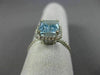 ESTATE LARGE 2.52CT DIAMOND & AQUAMARINE 14KT WHITE GOLD 3D HALO ENGAGEMENT RING