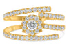 ESTATE WIDE .88CT DIAMOND 14K YELLOW GOLD MULTI ROW CRISS CROSS FLOWER LOVE RING