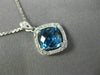 ESTATE 1.92CT DIAMOND & AAA BLUE TOPAZ 14K WHITE GOLD 3D FILIGREE ETOILE PENDANT