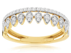 .32CT DIAMOND 14KT 2 TONE GOLD 3D MULTI TEAR DROP DOUBLE BAND ANNIVERSARY RING