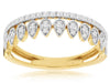 .32CT DIAMOND 14KT 2 TONE GOLD 3D MULTI TEAR DROP DOUBLE BAND ANNIVERSARY RING
