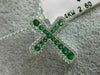 ESTATE .44CT DIAMOND & AAA EMERALD 14KT WHITE GOLD 3D CROSS FLOATING PENDANT