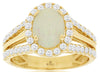 1.92CT DIAMOND & AAA OPAL 14KT YELLOW GOLD 3D OVAL & ROUND CLASSIC HALO FUN RING