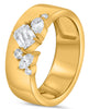 WIDE .69CT DIAMOND 14KT YELLOW GOLD 3D MULTI SHAPE SEVEN STONE CLUSTER FUN RING