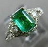 ESTATE 1.44CT DIAMOND & AAA EMERALD 14KT 2 TONE GOLD SQUARE HALO ENGAGEMENT RING