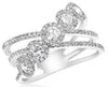 ESTATE 1.20CT DIAMOND 14K WHITE GOLD MULTI FLOWER CRISS CROSS INFINITY LOVE RING