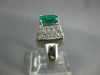 ESTATE LARGE 2.45CT DIAMOND & AAA EMERALD 18K WHITE GOLD PYRAMID ENGAGEMENT RING