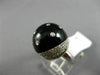 ESTATE .57CT DIAMOND & ONYX 14K WHITE GOLD 3D DOME MOON STAR ROMANTIC LOVE RING