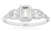 .56CT DIAMOND 14KT WHITE GOLD 3D EMERALD CUT AND PEAR 3 STONE ENGAGEMENT RING