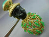 ESTATE LARGE AAA EMERALD & GREEN CARNELIAN 14KT YELLOW GOLD 3D LADY EBONY BROOCH