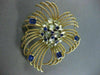 ANTIQUE LARGE OLD MINE DIAMOND & SAPPHIRE 18K YELLOW GOLD PIN / PENDANT #20615