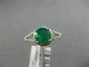 ESTATE 1.39CT DIAMOND & AAA COLOMBIAN EMERALD 14KT WHITE GOLD 3D ENGAGEMENT RING