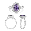 WIDE 2.28CT DIAMOND & AAA PURPLE SAPPHIRE 14KT WHITE GOLD FLOWER ENGAGEMENT RING