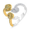 LARGE 1.30CT DIAMOND 14KT 2 TONE GOLD MULTI SHAPE 3 STONE CRISS CROSS LOVE RING