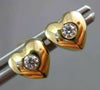 ESTATE .10CT DIAMOND 14KT YELLOW GOLD PUFF HEART SOLITAIRE STUD EARRINGS #20709
