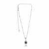 ESTATE 2.10CT DIAMOND & AAA RUBY 18KT 2 TONE GOLD TEAR DROP DOUBLE HALO NECKLACE