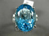 EXTRA LARGE 16.75CT DIAMOND & AAA OVAL BLUE TOPAZ 14KT WHITE GOLD HALO FUN RING