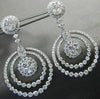 ESTATE LARGE 4.03 DIAMOND 14KT WHITE GOLD 3D CIRCULAR FLOWER HANGING EARRINGS