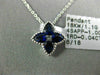 ESTATE 1.04CT DIAMOND & AAA SAPPHIRE 18K WHITE GOLD FLOWER STAR MILGRAIN PENDANT