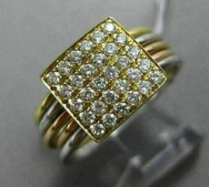 ESTATE .42CT DIAMOND 18KT WHITE YELLOW & ROSE GOLD 3D MULTI BAND PAVE FUN RING