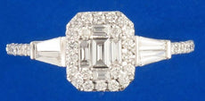.68CT DIAMOND 18KT WHITE GOLD 3D ROUND & BAGUETTE SEMI ETERNITY ENGAGEMENT RING