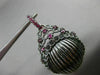 ESTATE LARGE .40CT RUBY 14KT BLACK GOLD 3D HANDCRAFTED SHELL FILIGREE  PENDANT