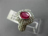 ESTATE WIDE 2.35CT DIAMOND & RUBY 14KT WHITE GOLD 3D BEZEL HALO ENGAGEMENT RING