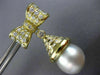 ESTATE LARGE 1.80CT DIAMOND & PEARL 18KT YELLOW GOLD BOW HANGING EARRINGS #26055