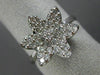 ESTATE .74CT ROUND DIAMOND 18K WHITE GOLD 3D FLOWER STAR OF DAVID PAVE LOVE RING