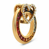 ESTATE 1.03CT DIAMOND & AAA MULTI COLOR SAPPHIRE 14KT YELLOW GOLD HEART PENDANT