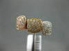 ESTATE WIDE .45CT DIAMOND 14KT TRI COLOR GOLD SQUARE CLUSTER STACKABLE FUN RING