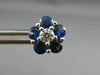 ESTATE 1.76CT DIAMOND & AAA SAPPHIRE 18KT WHITE GOLD 3D CLUSTER FLOWER EARRINGS
