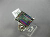 ESTATE EXTRA LARGE 4.17CT DIAMOND & MYSTIC TOPAZ 14KT WHITE GOLD ENGAGEMENT RING