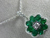 ESTATE 1.22CT DIAMOND & AAA EMERALD 18KT WHITE GOLD 3D FILIGREE FLOATING PENDANT
