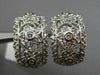 ESTATE LARGE 1.0CT DIAMOND 14KT WHITE GOLD 3D FLOWER CLIP ON HANGING EARRINGS