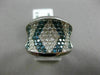 ESTATE WIDE 2.86CT WHITE & BLUE DIAMOND 14KT WHITE GOLD 3D CONCAVE COCKTAIL RING