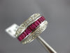ESTATE WIDE 1.45CT DIAMOND & AAA RUBY 14KT WHITE GOLD ROUND & BAGUETTE RING #716