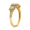.58CT DIAMOND 14KT YELLOW GOLD ROUND & BAGUETTE SQUARE PAST PRESENT FUTURE RING