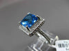 ESTATE LARGE 9.85CT DIAMOND & AAA BLUE TOPAZ 14KT WHITE GOLD 3D SQUARE HALO RING