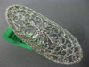 ESTATE EXTRA LARGE .94CT DIAMOND 18K WHITE GOLD OPEN FILIGREE OVAL COCKTAIL RING