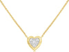 ESTATE .11CT DIAMOND 14KT YELLOW GOLD 3D CLASSIC PAVE HEART CUFF LOVE NECKLACE