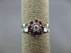ANTIQUE .60CT OLD MINE DIAMOND & AAA RUBY 14KT WHITE GOLD 3D FLOWER RING #21685