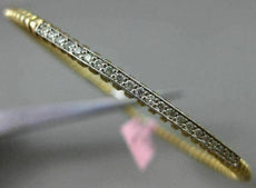 ESTATE .22CT DIAMOND 14K WHITE & YELLOW GOLD 3D PAVE ROPE DESIGN BANGLE BRACELET