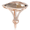 LARGE 3.07CT DIAMOND & AAA SMOKY TOPAZ 14KT ROSE GOLD MARQUISE 3 ROW HALO RING