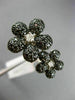 ESTATE 3.86CT WHITE & BLACK DIAMOND 14KT WHITE GOLD 3D DOUBLE FLOWER LOVE RING
