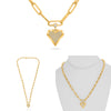 .31CT DIAMOND 14KT YELLOW GOLD PEAR SHAPE & ROUND HEART OVAL LINK LOVE NECKLACE
