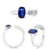 LARGE 2.41CT DIAMOND & AAA SAPPHIRE 18KT WHITE GOLD CUSHION SOLITAIRE LOVE RING