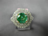 ESTATE LARGE 2.07CT DIAMOND & AAA EMERALD 18KT 2 TONE GOLD ROUND ENGAGEMENT RING