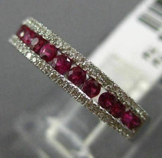 ESTATE .64CT DIAMOND & RUBY 18KT ROSE GOLD SEMI ETERNITY 3 ROW ANNIVERSARY RING